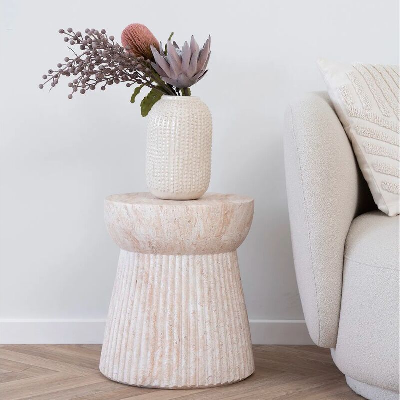 House Nordic Bonn muoto apupöytä Ø47,5x41 cm beige